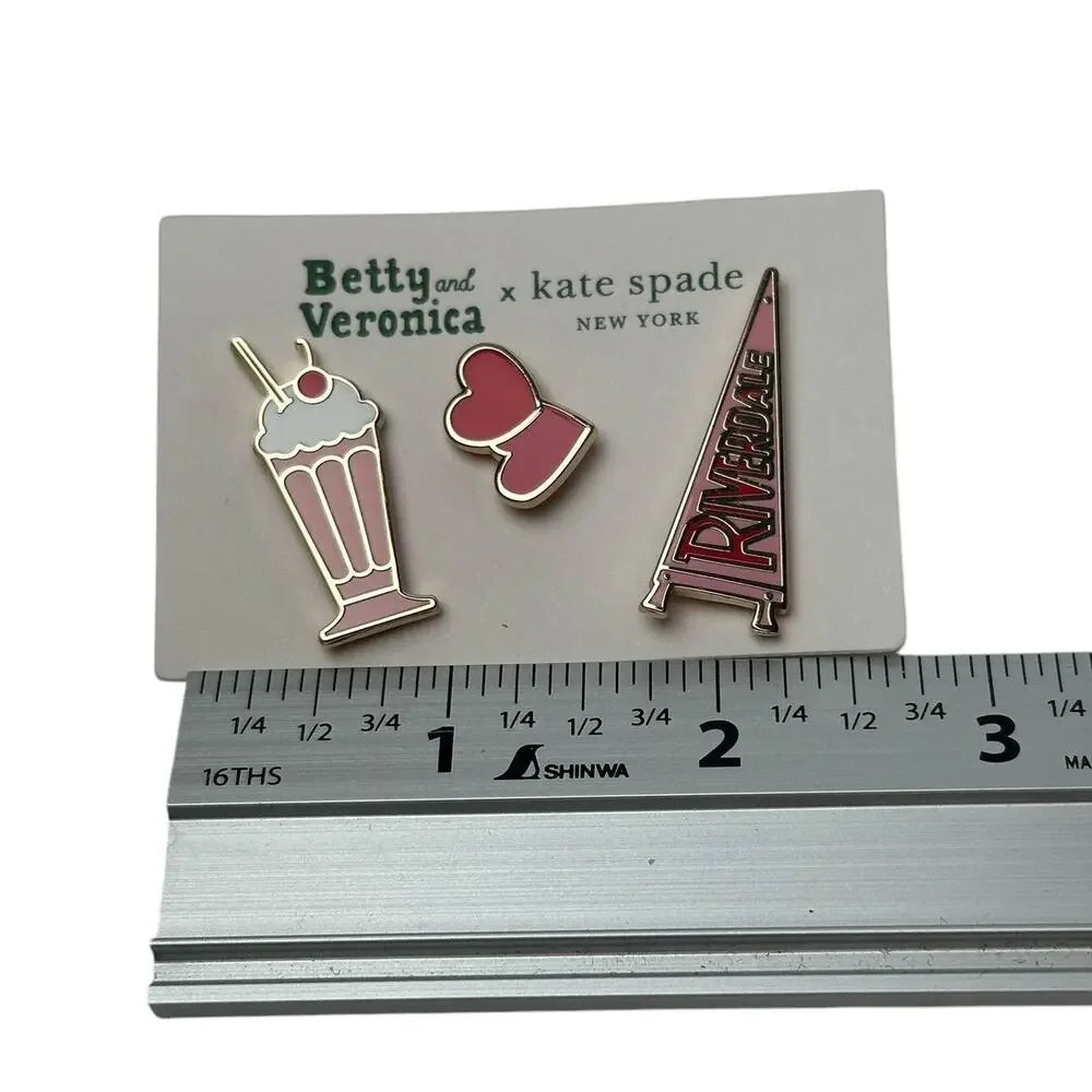 Kate Spade Archie Comics Betty and Veronica Enamel 3 Pin Set New